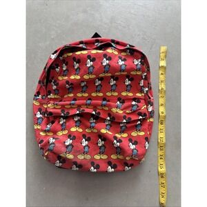 Vintage Mickey Mouse Denim All Over‎ Print Backpack Red Disney Bag